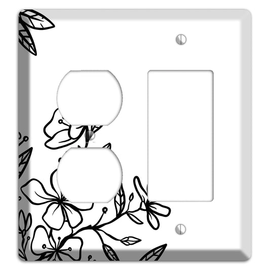 Hand-Drawn Floral 18 Duplex / Rocker Wallplate