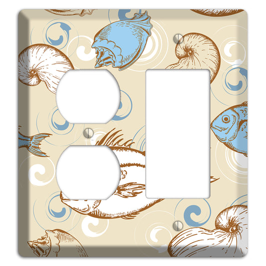 Mixed Sea Life Style 2 Duplex / Rocker Wallplate