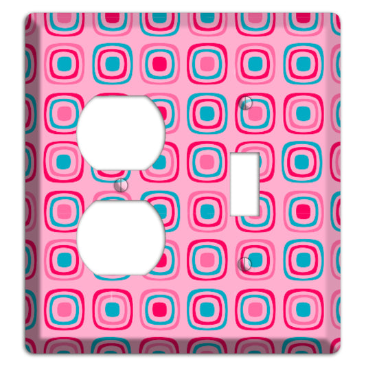 Pink and Blue Rounded Squares Duplex / Toggle Wallplate