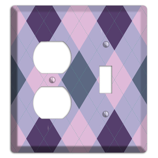 Lilac Argyle Duplex / Toggle Wallplate