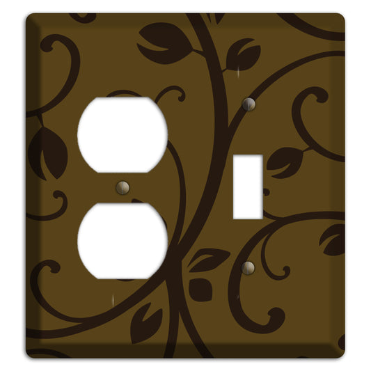 Brown Bud Sprig Duplex / Toggle Wallplate