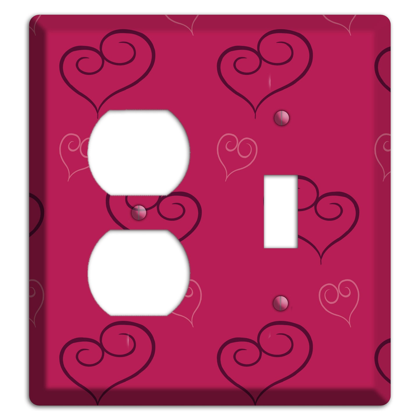 Fuschia Scroll Heart 2 Duplex / Toggle Wallplate