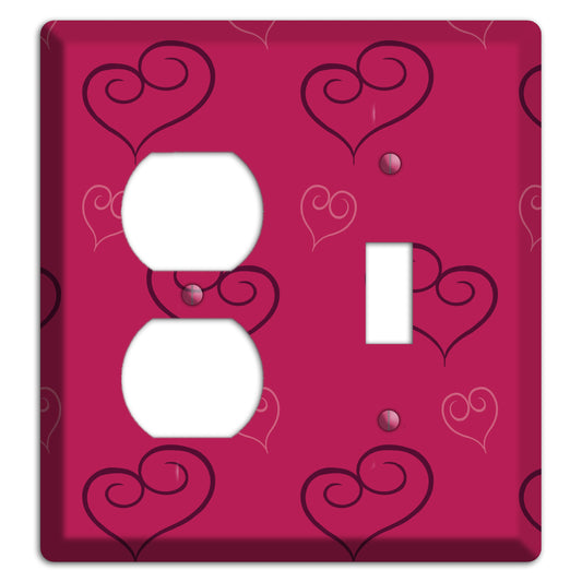 Fuschia Scroll Heart 2 Duplex / Toggle Wallplate