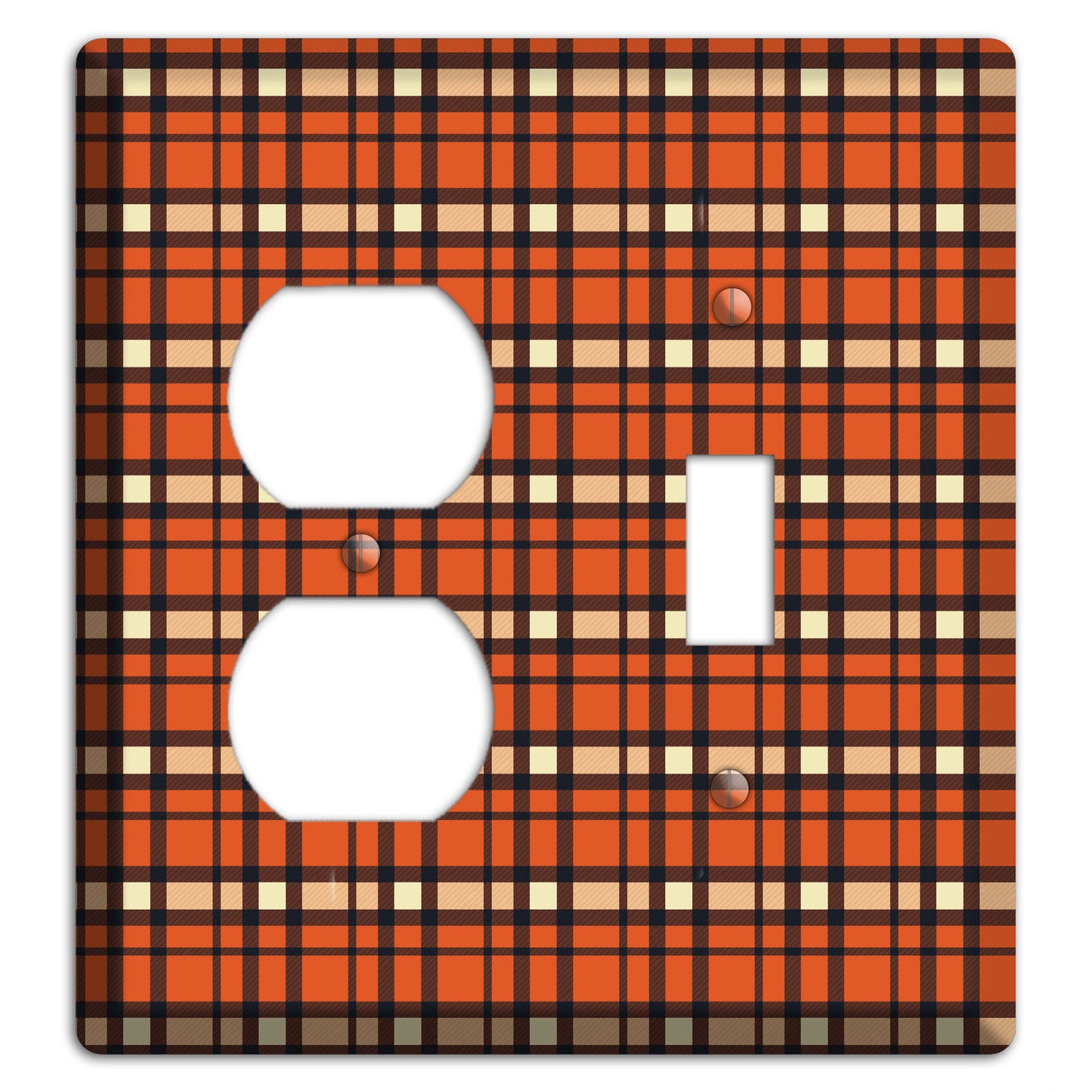 Orange Plaid Duplex / Toggle Wallplate