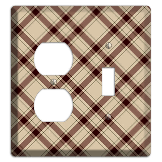 Beige and Brown Plaid Duplex / Toggle Wallplate