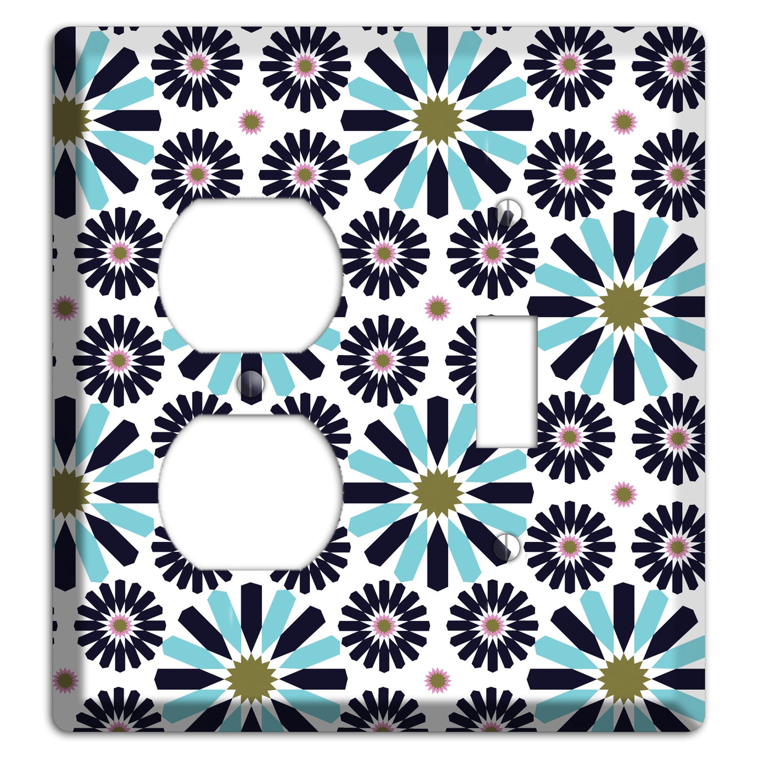 Dusty Blue and Olive Scandinavian Floral Duplex / Toggle Wallplate