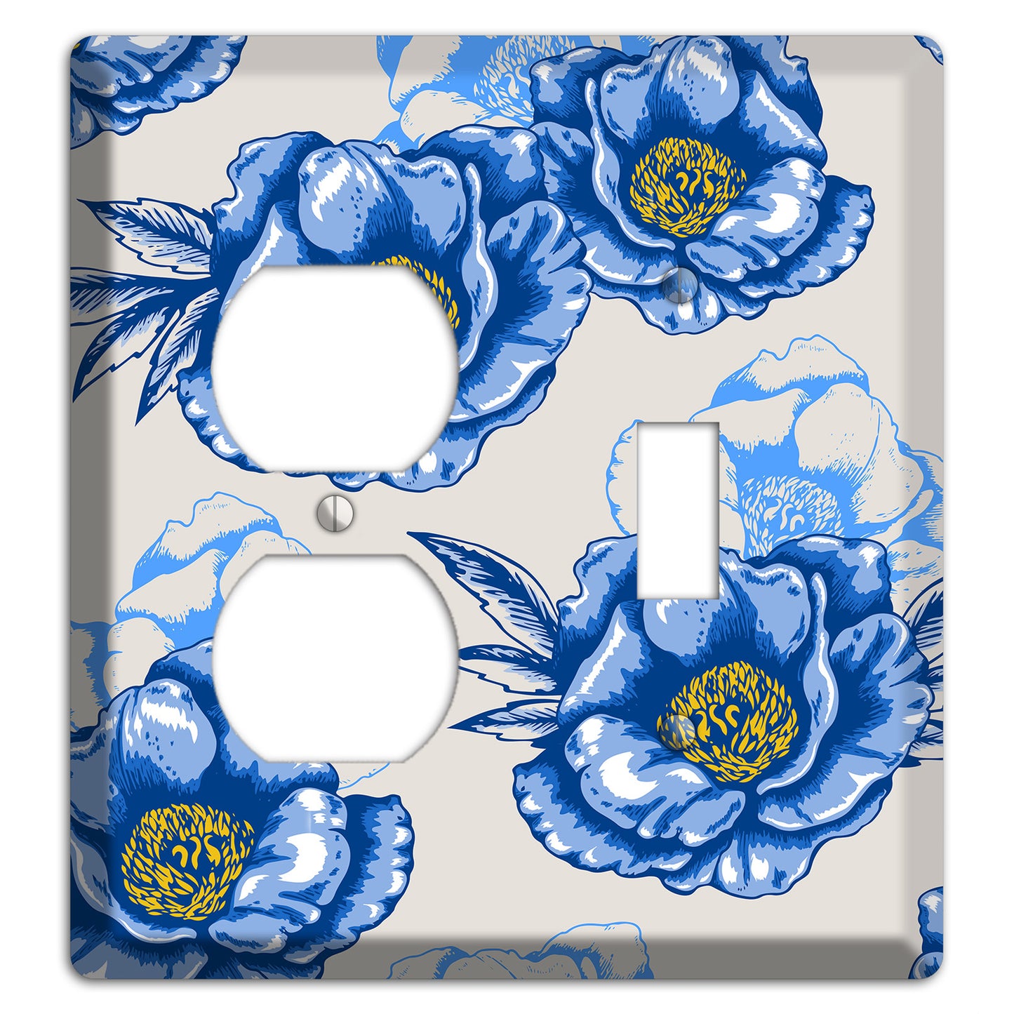 Blue Peony Duplex / Toggle Wallplate