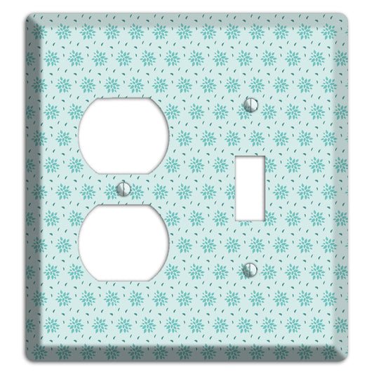 Soft Blue Calico Duplex / Toggle Wallplate