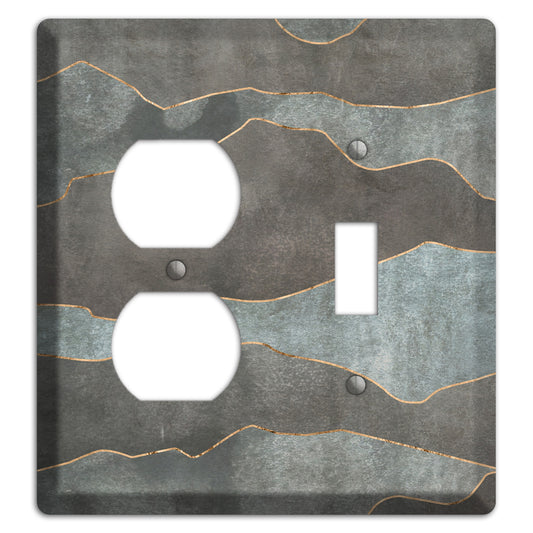 Dusty Blue Mountain Range Duplex / Toggle Wallplate