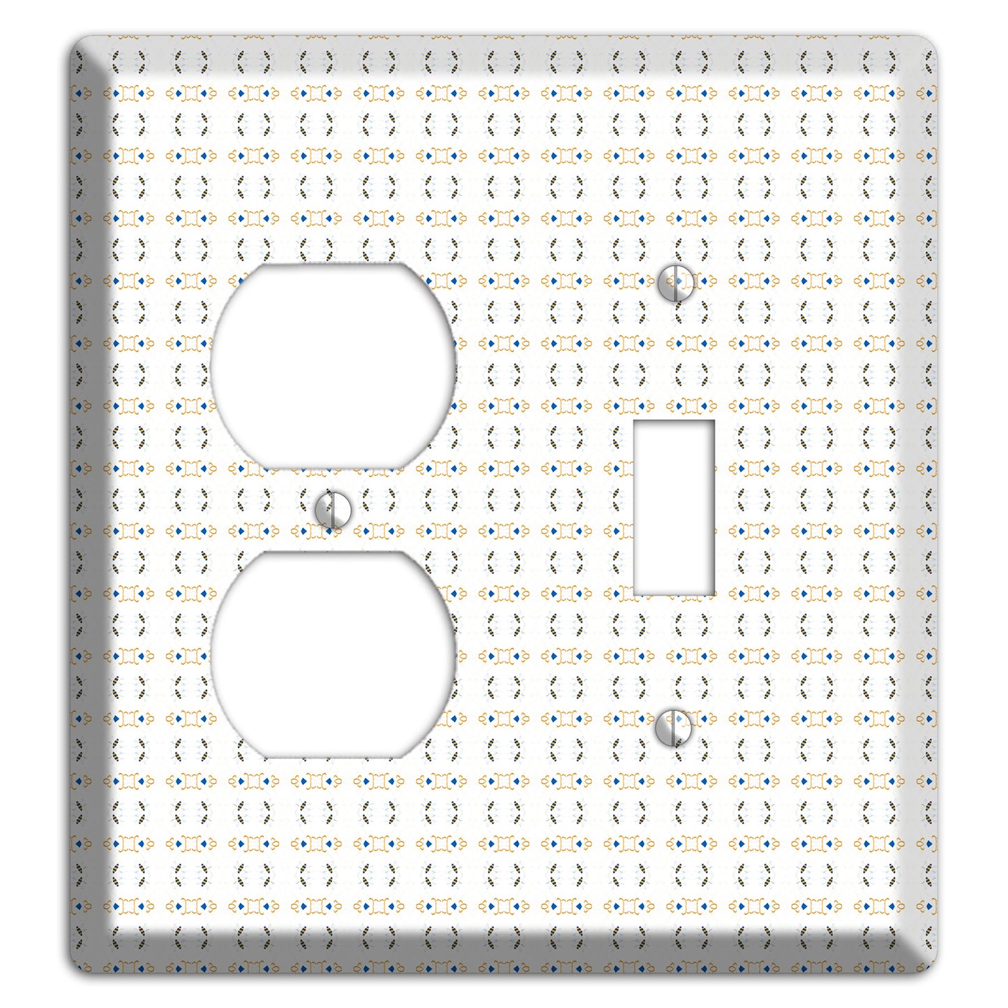 White with Grey and Olive Simple Geometric Duplex / Toggle Wallplate