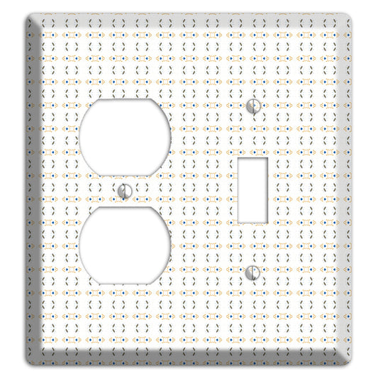 White with Grey and Olive Simple Geometric Duplex / Toggle Wallplate