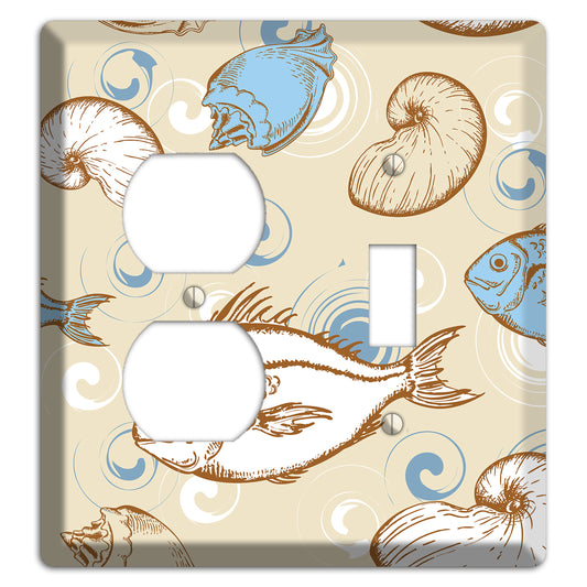 Mixed Sea Life Style 2 Duplex / Toggle Wallplate