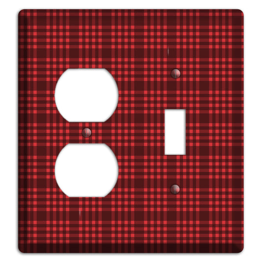 Maroon Plaid Duplex / Toggle Wallplate