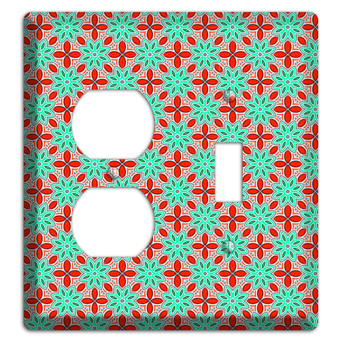 Green and Red Foulard Duplex / Toggle Wallplate