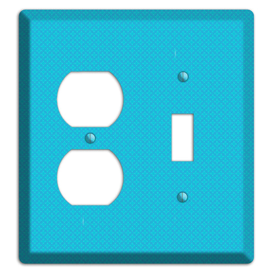 Turquoise Checkered Quatrefoil Duplex / Toggle Wallplate