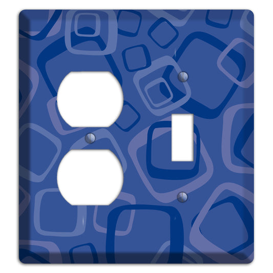 Multi Blue Random Retro Squares Duplex / Toggle Wallplate