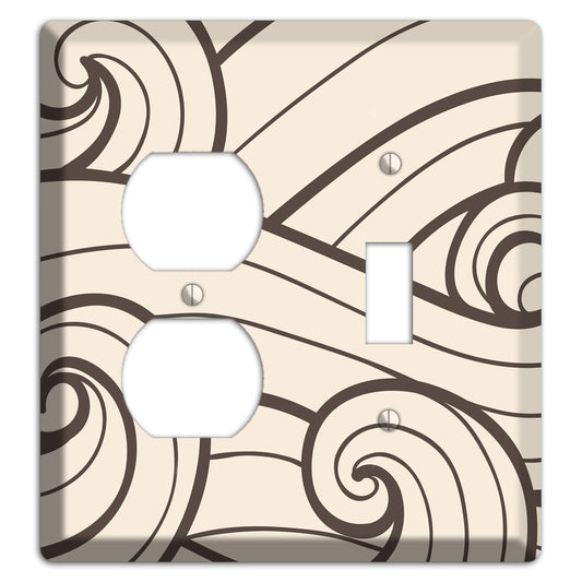 Abstract Curl Beige Duplex / Toggle Wallplate