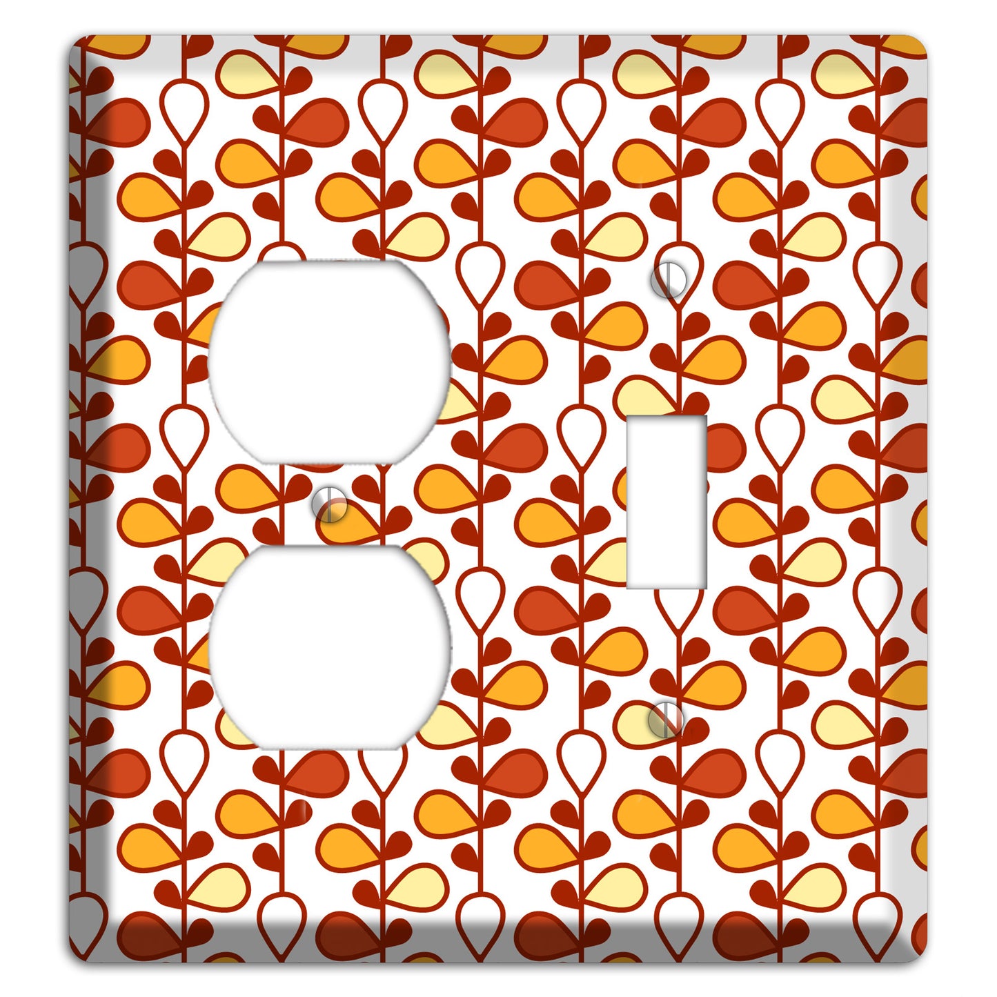 White with Red and Orange Drop and Vine Duplex / Toggle Wallplate