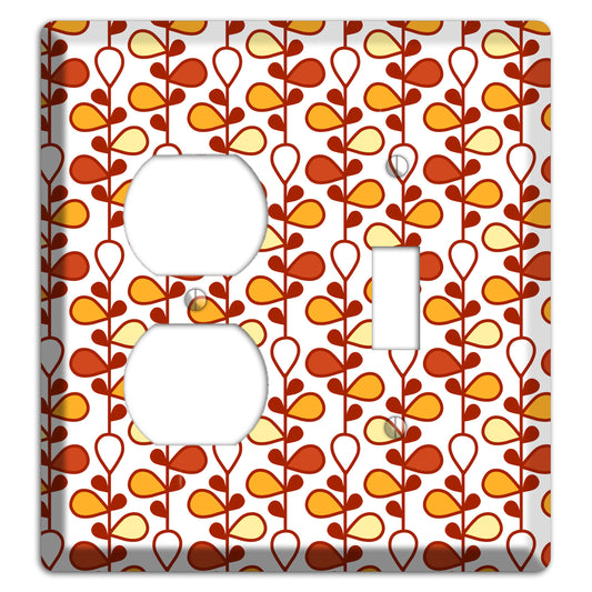 White with Red and Orange Drop and Vine Duplex / Toggle Wallplate