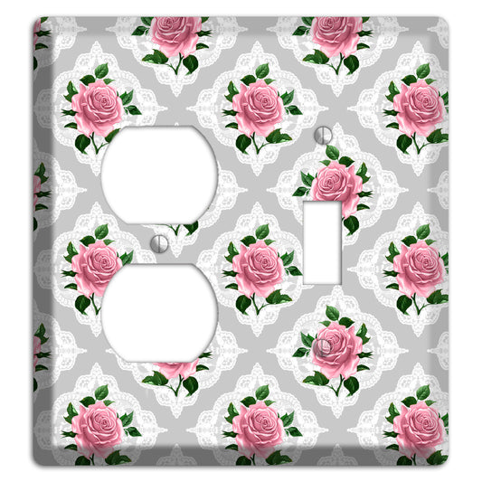 Gray Rose Doily Duplex / Toggle Wallplate