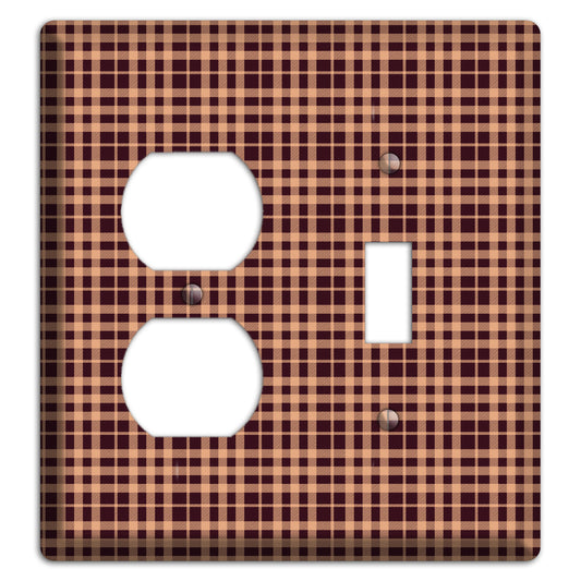 Beige and Black Plaid Duplex / Toggle Wallplate