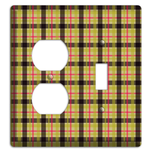 Yellow Black Red Plaid Duplex / Toggle Wallplate