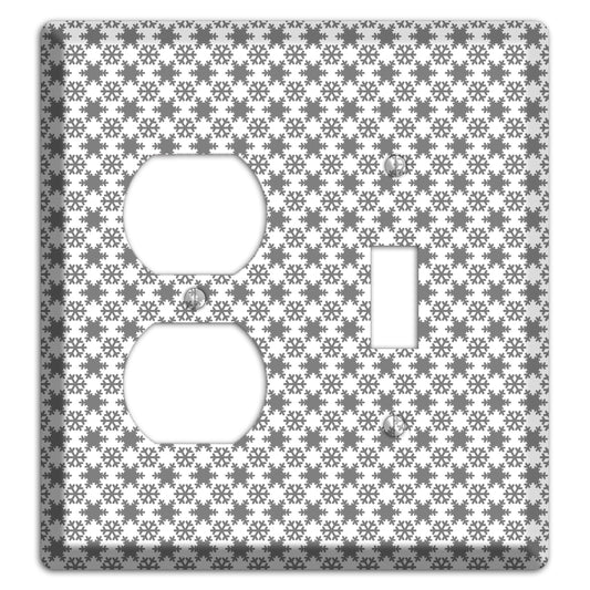 Grey Snowflakes Duplex / Toggle Wallplate