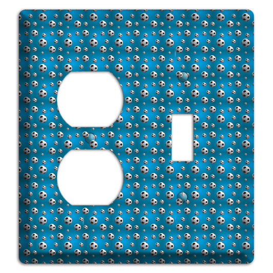 Blue with Soccer Balls Duplex / Toggle Wallplate