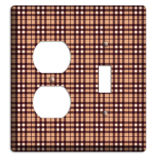 Multi Brown Plaid Duplex / Toggle Wallplate