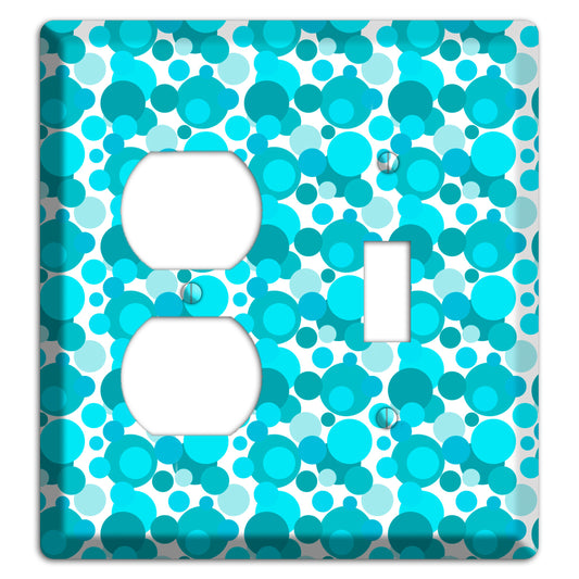 Multi Turquoise Bubble Dots Duplex / Toggle Wallplate