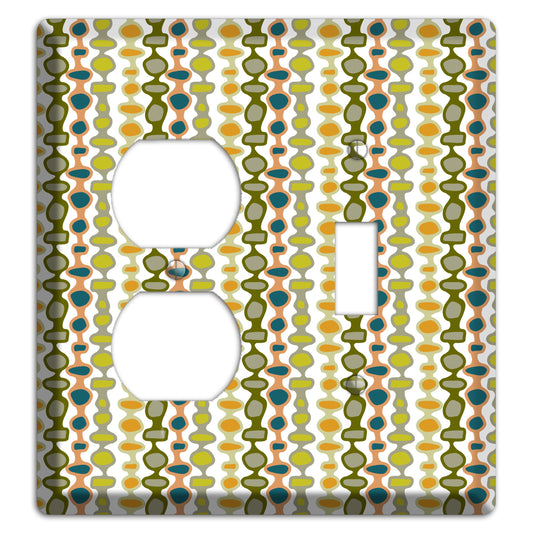 Multi Olive and Mustard Bead and Reel 2 Duplex / Toggle Wallplate