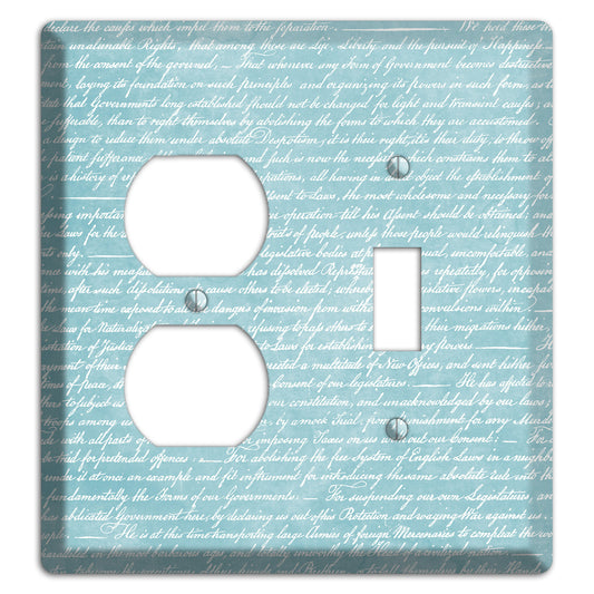 Blue Stained Script Duplex / Toggle Wallplate