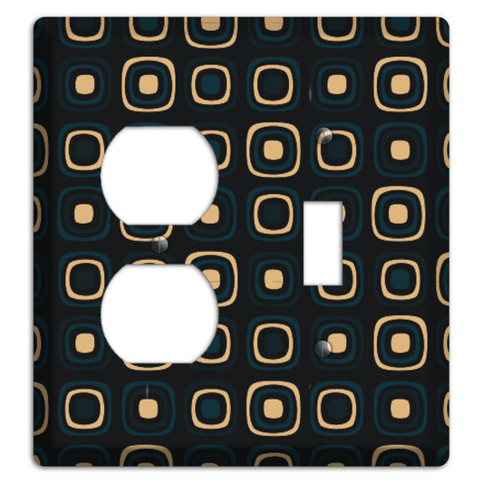 Black and Yellow Rounded Squares Duplex / Toggle Wallplate