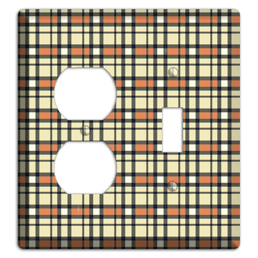 Beige and Brown Plaid Duplex / Toggle Wallplate