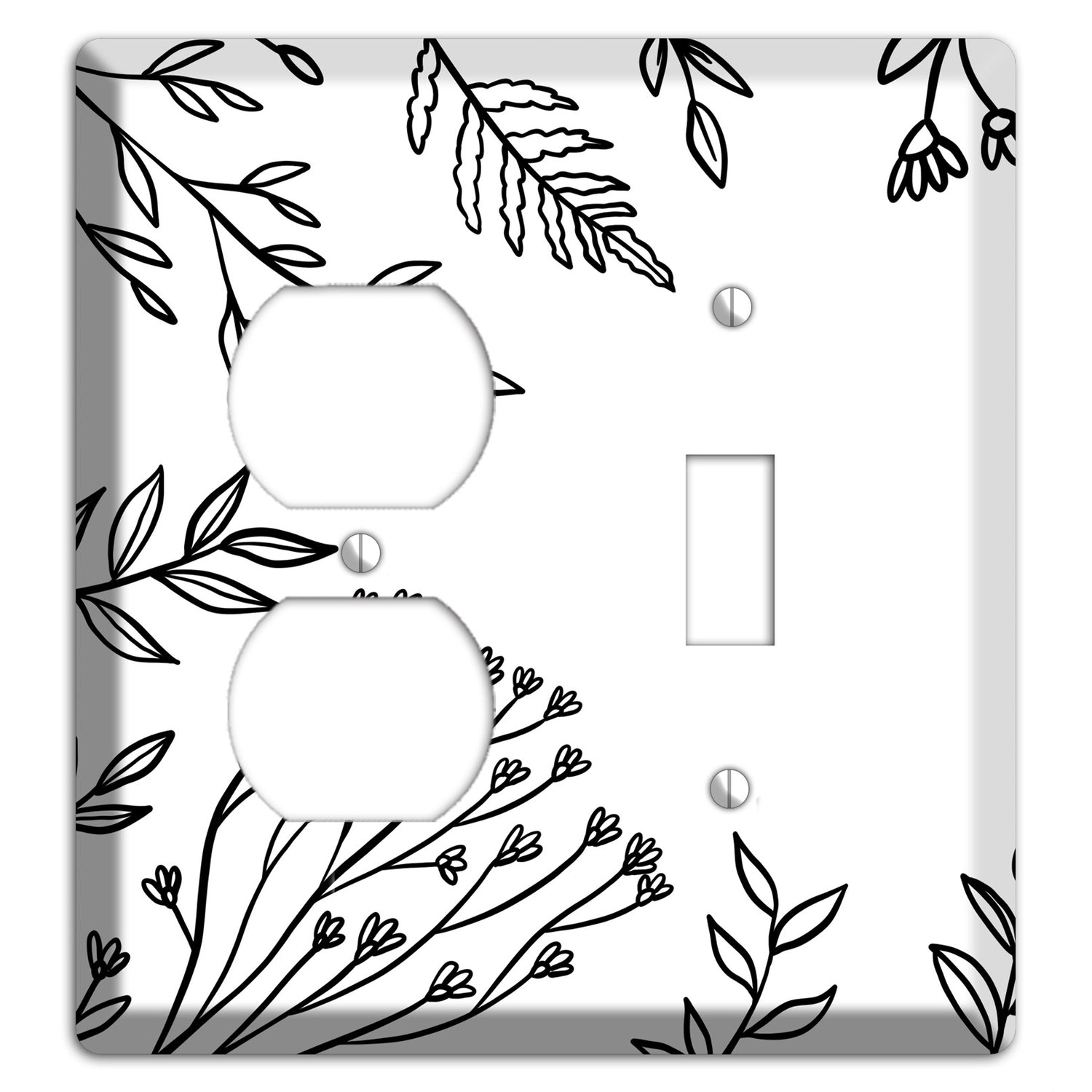 Hand-Drawn Floral 38 Duplex / Toggle Wallplate