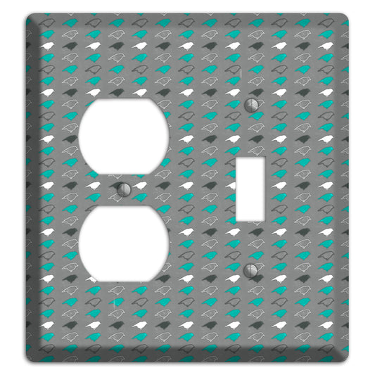 Grey with Small Green Birds 2 Duplex / Toggle Wallplate