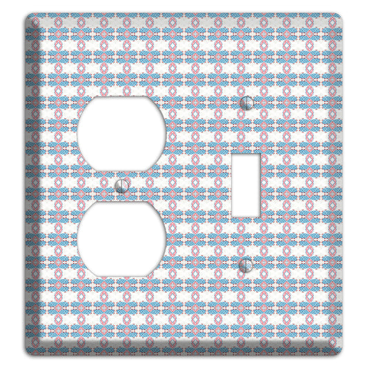 White with Faded Blue and Red Tapestry Duplex / Toggle Wallplate