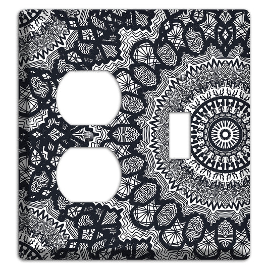 Mandala Black and White Style T Cover Plates Duplex / Toggle Wallplate