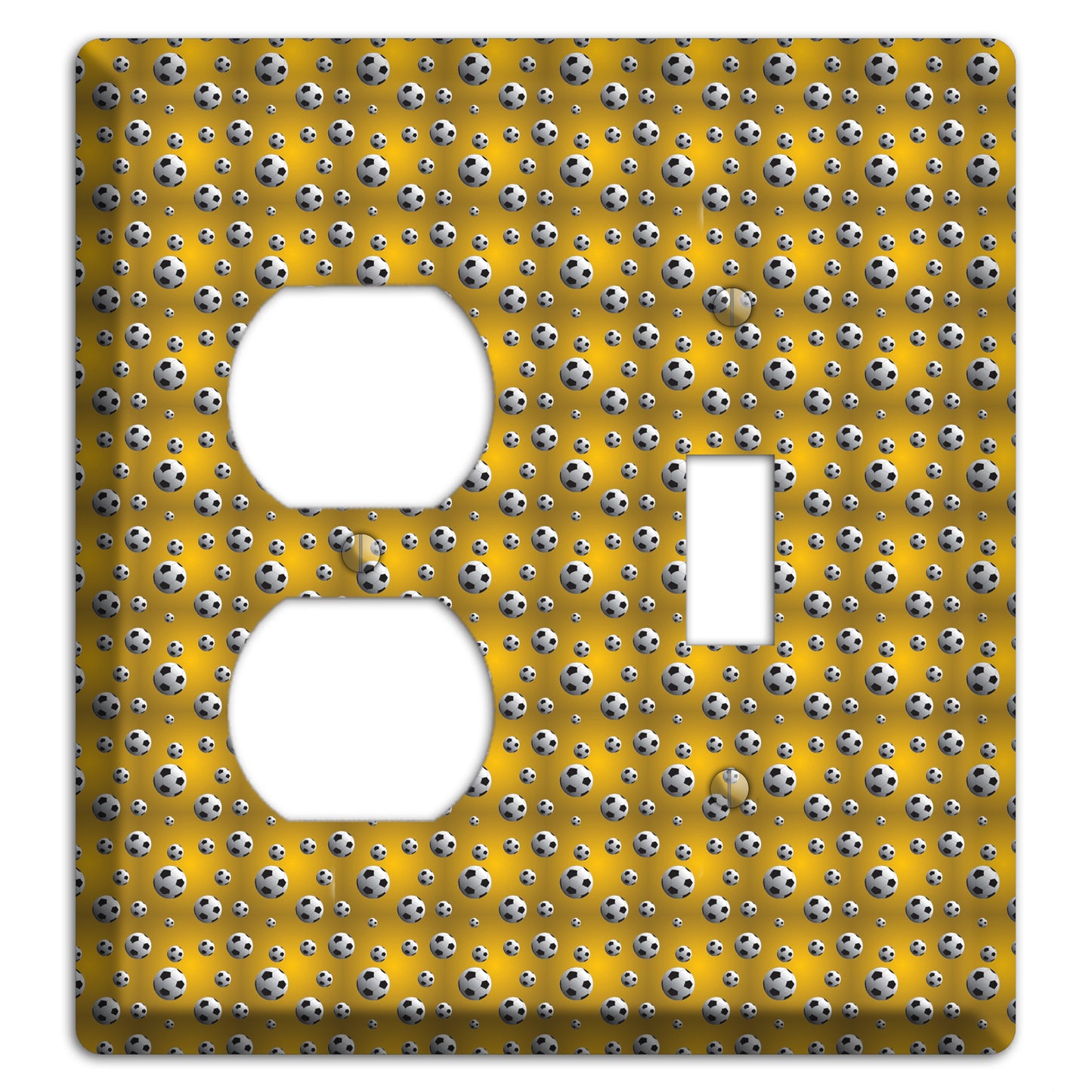 Yellow with Soccer Balls Duplex / Toggle Wallplate