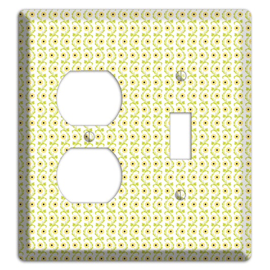 Tiny Yellow and Green Retro Sprig Duplex / Toggle Wallplate