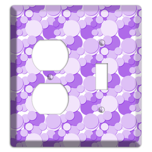 Multi Purple Bubble Dots Duplex / Toggle Wallplate