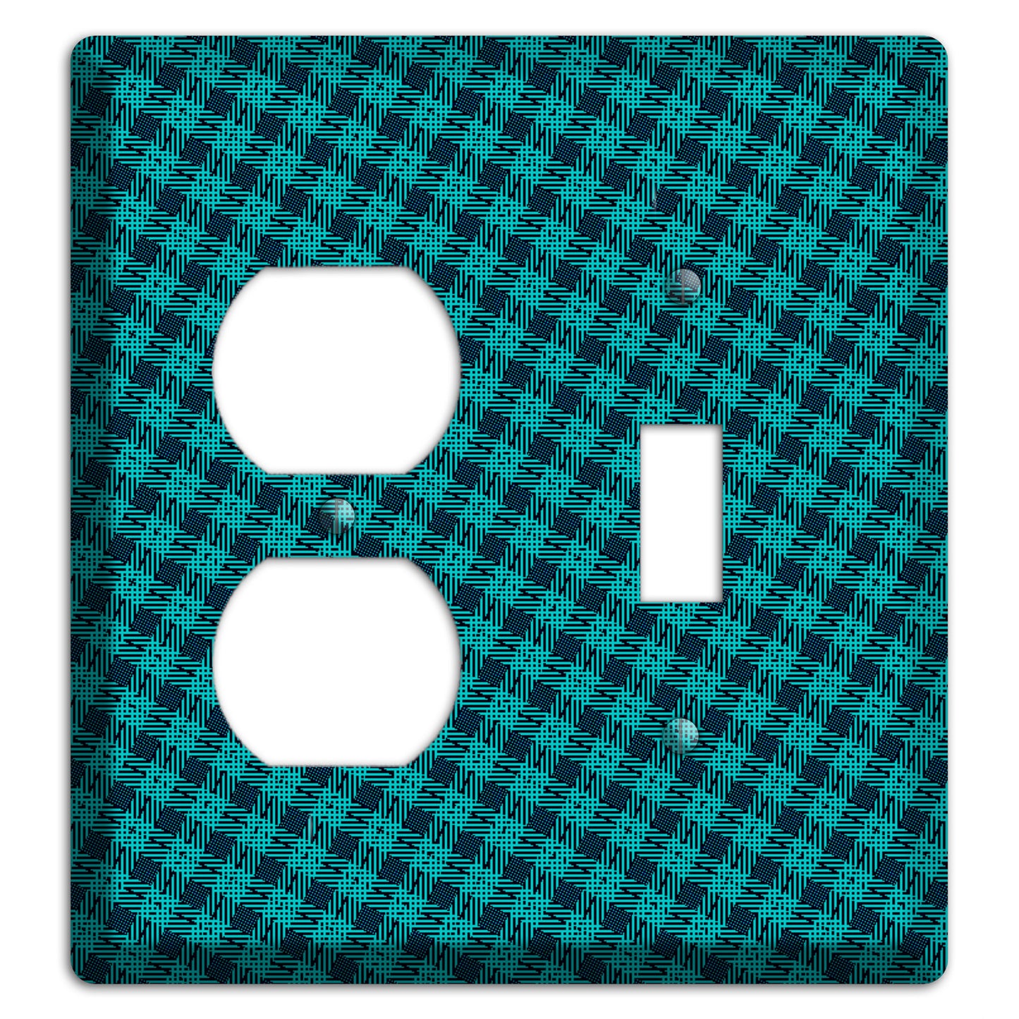 Turquoise Diamond Plaid Duplex / Toggle Wallplate