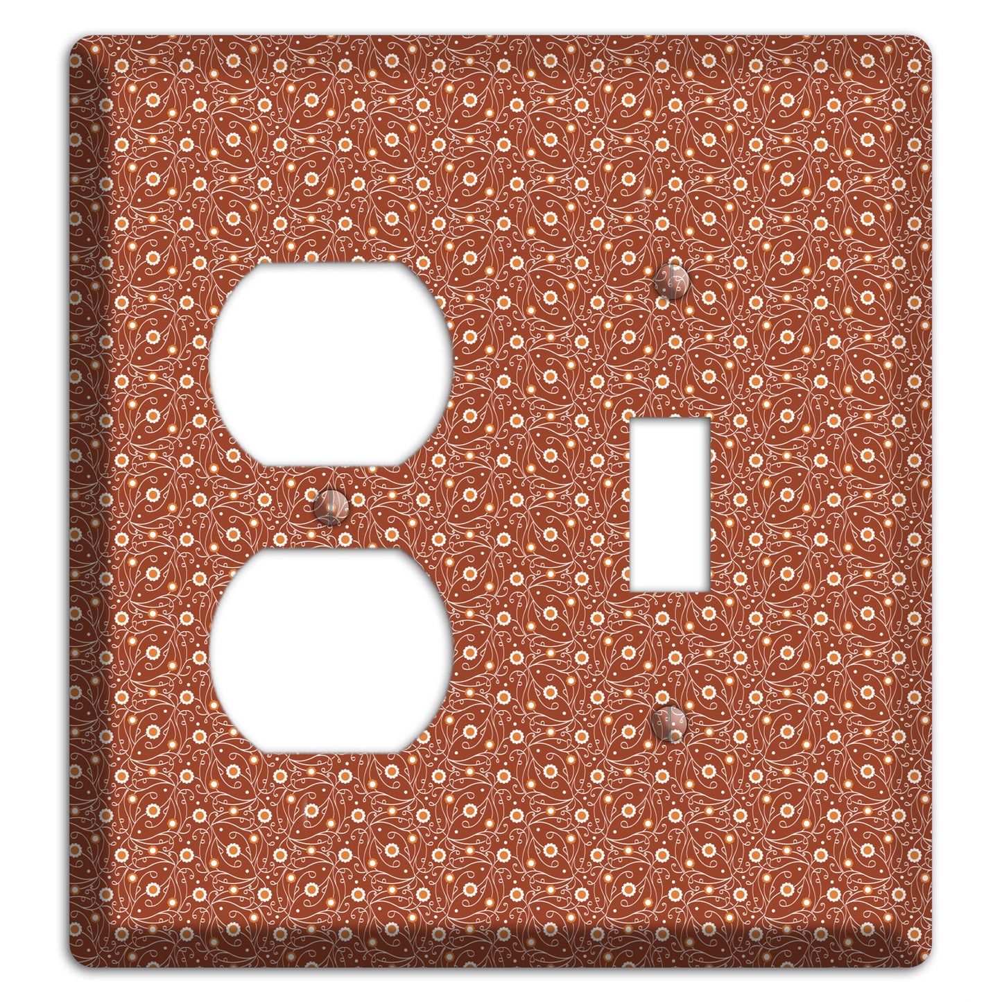 Tiny Brown Vine Floral Duplex / Toggle Wallplate