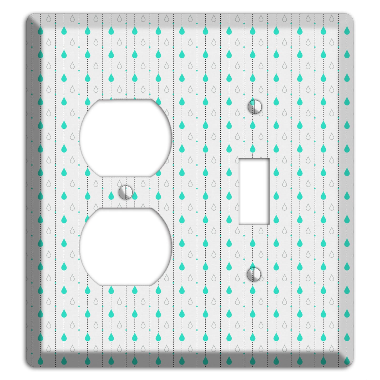 White and Blue Drops Duplex / Toggle Wallplate