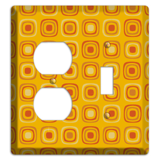 Multi Orange Red Retro Squares Duplex / Toggle Wallplate