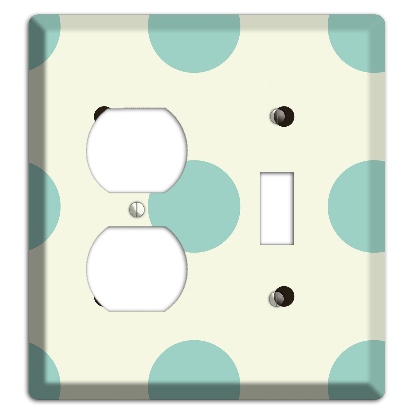 Soft Green with Aqua and Black Multi Tiled Medium Dots Duplex / Toggle Wallplate