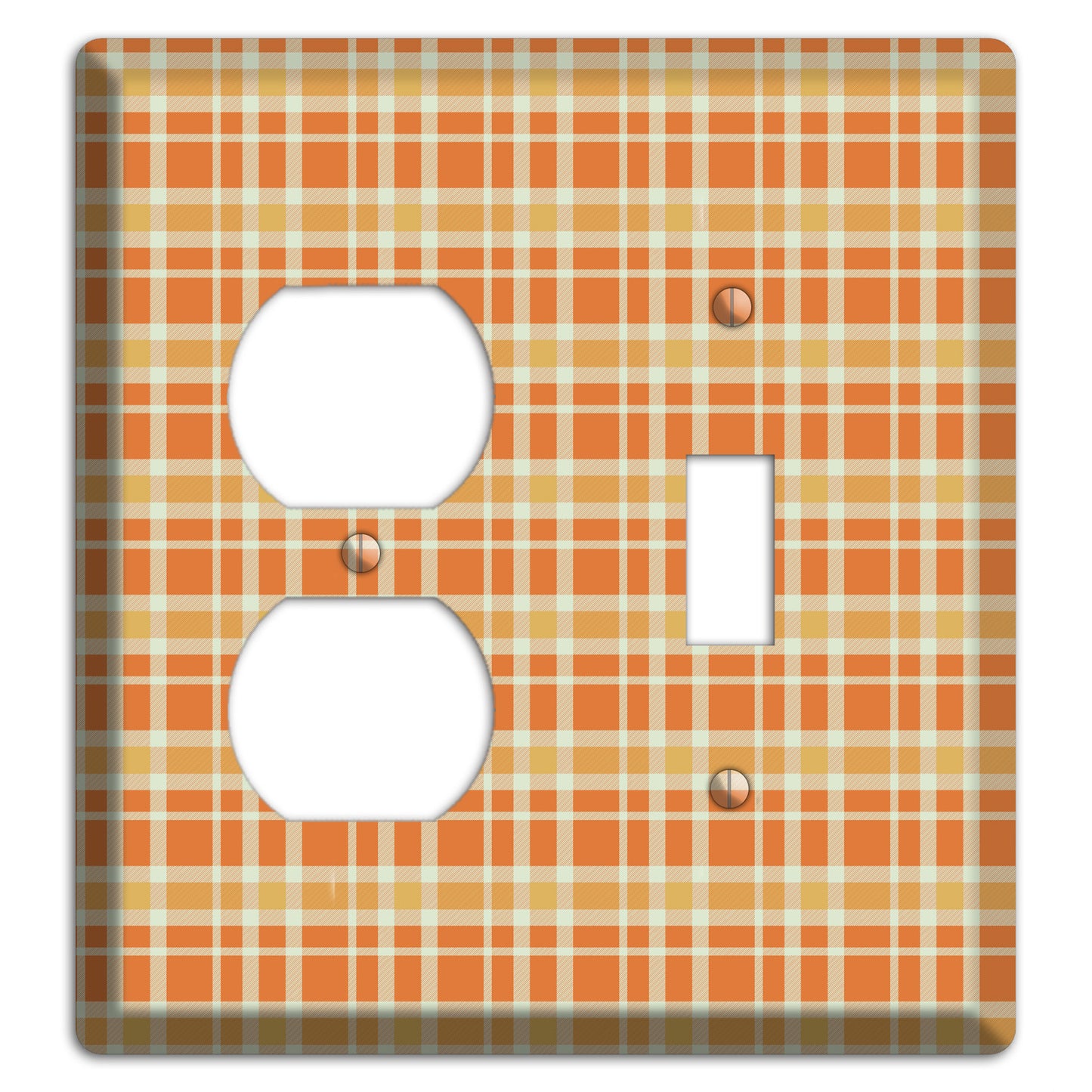 Orange and Beige Plaid Duplex / Toggle Wallplate