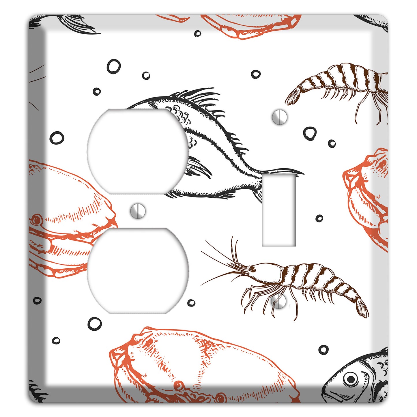 Mixed Sea Life Style 3 Duplex / Toggle Wallplate