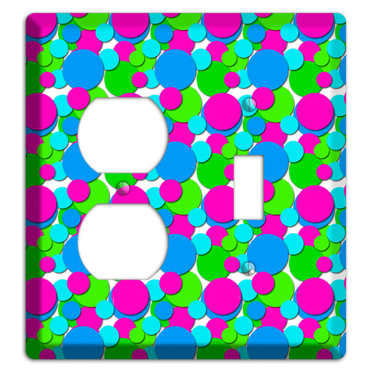 Fuschia Lime Blue Bubble Dots Duplex / Toggle Wallplate