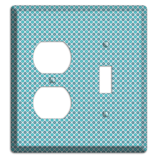 Turquoise and Blue Concentric Dots Duplex / Toggle Wallplate